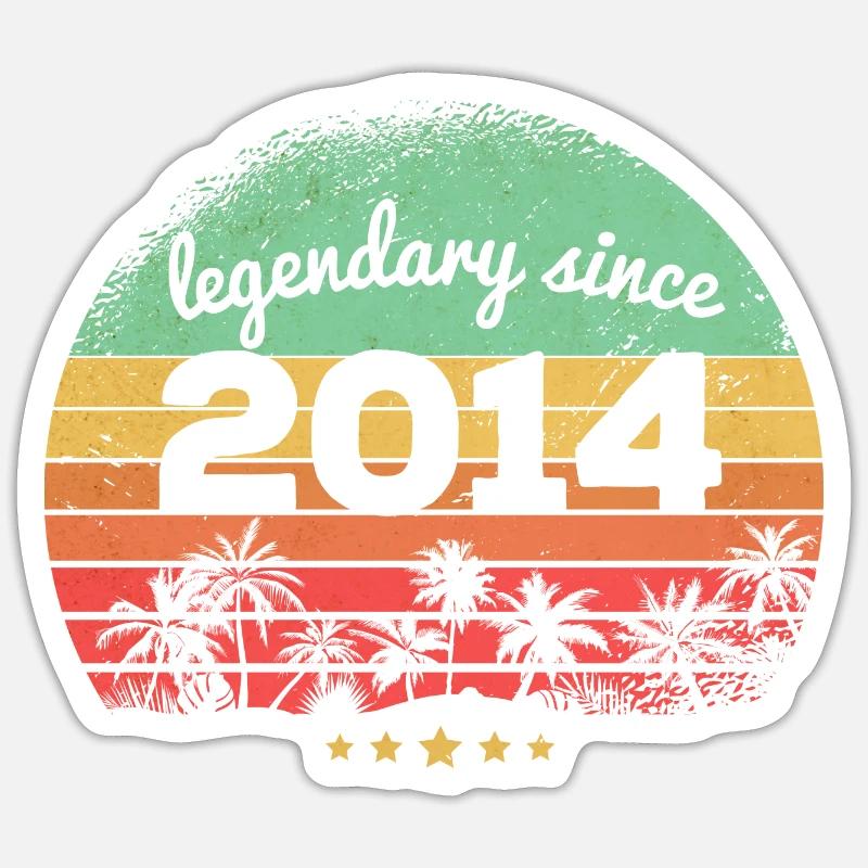 Legendary Since 2014 9. Geburtstag - Sticker Größe S (10 x 10 cm) - Mattweiß