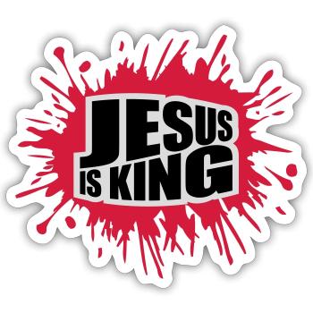 jesus is king Zitat - Sticker Größe S (10 x 10 cm) - Mattweiß - Vorne
