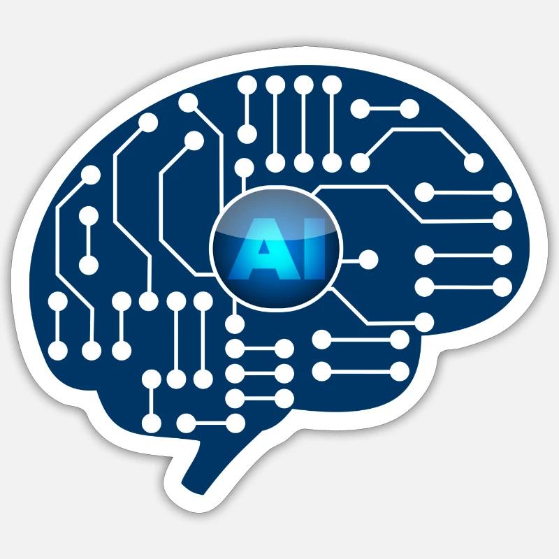 Intelligence artificielle - Sticker taille S (10 x 10 cm) - blanc mat