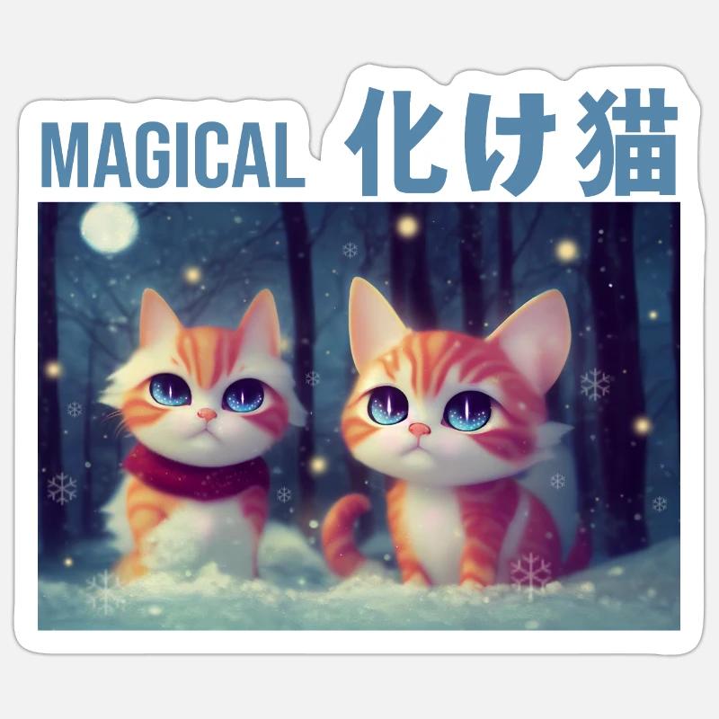 Magical ginger cats Sticker size S (10 x 10 cm)