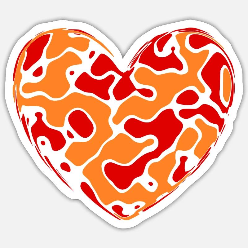 orangenes Herz Herzen Geschenk Muttertag Mutter Sticker Größe S (10 x 10 cm)