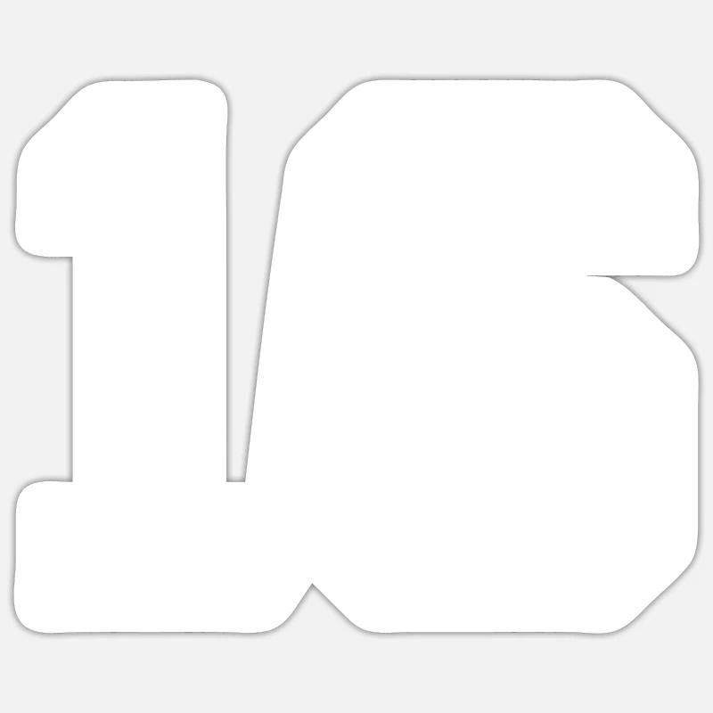 Numéro 16 - Sticker taille S (10 x 10 cm) - blanc mat