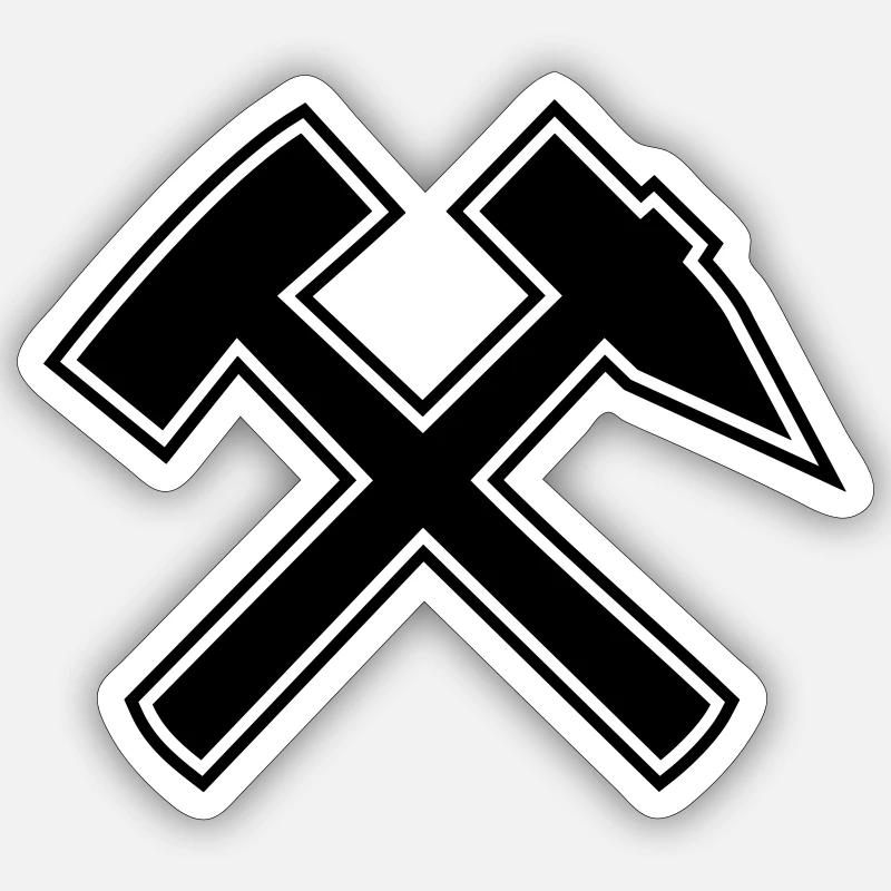 Schlaegel Eisen Kontur - Sticker Größe S (10 x 10 cm) - Mattweiß