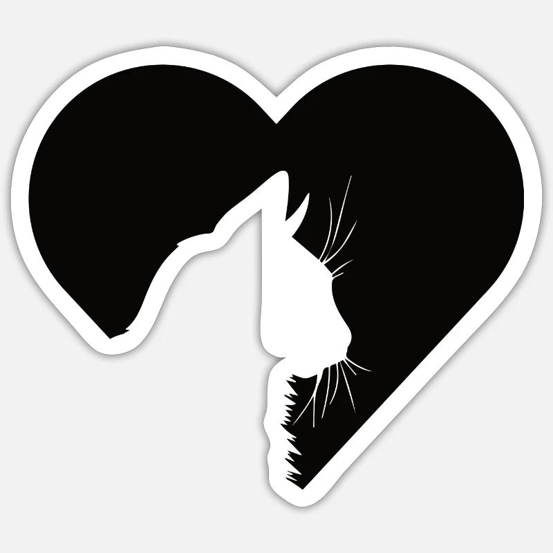 Cœur de chat - Sticker taille S (10 x 10 cm) - blanc mat