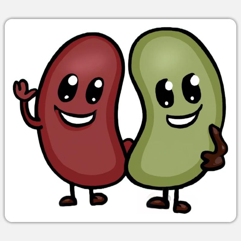Haricots petits, petits haricots de dessins animés drôles Sticker taille S (10 x 10 cm)