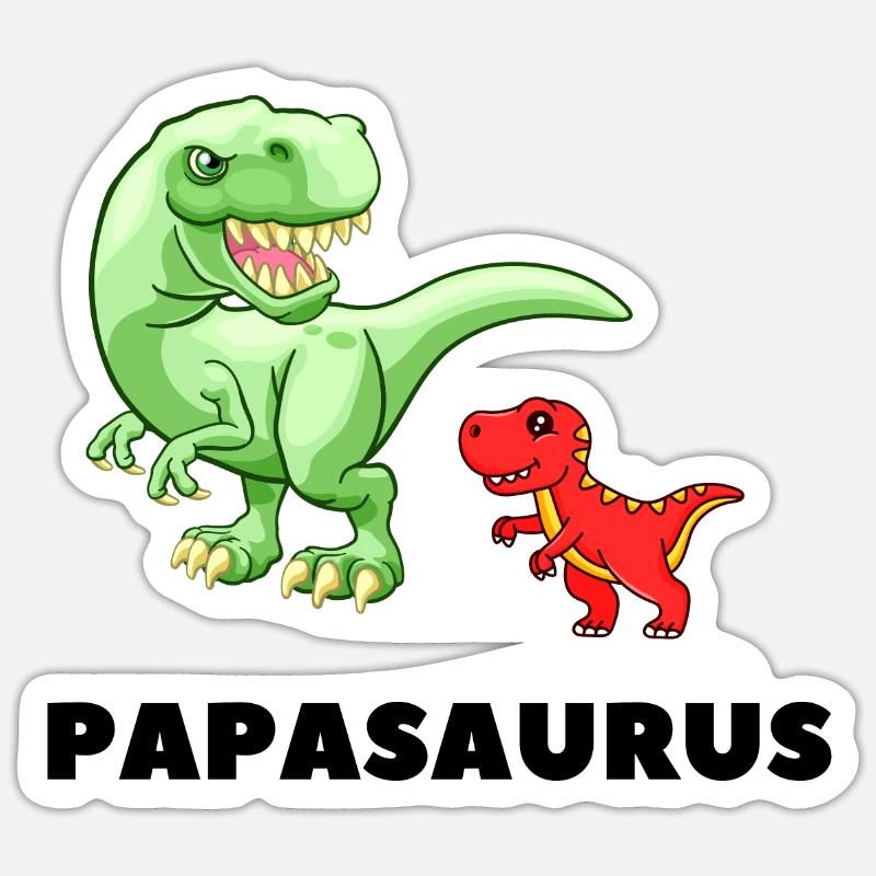 Papa Vater Geburt Vaterschaft Papasaurus - Sticker Größe S (10 x 10 cm) - Mattweiß