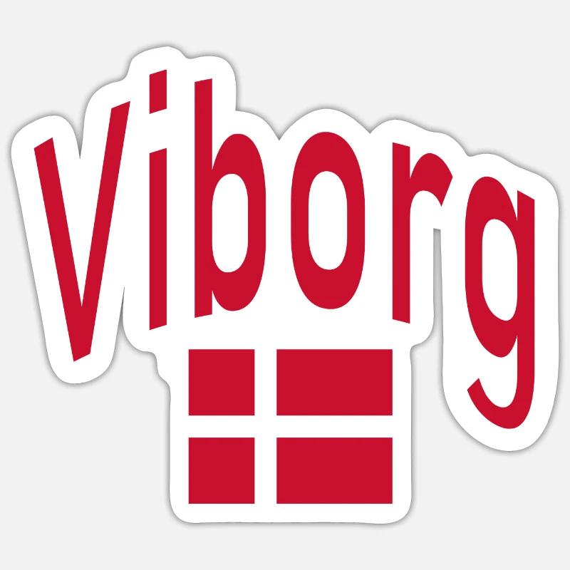 Drapeau du Danemark de Viborg Sticker taille S (10 x 10 cm)