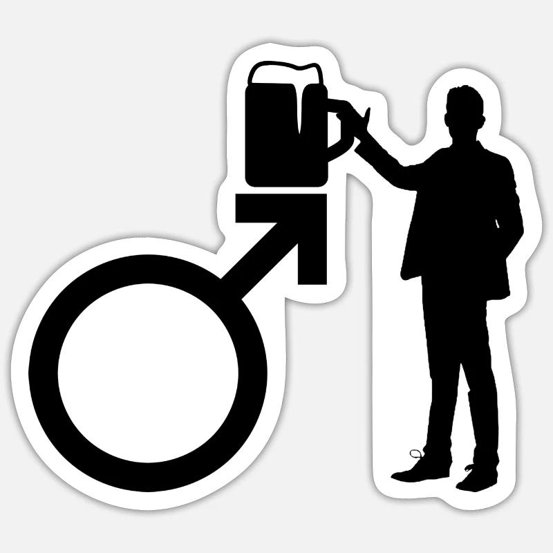 Mann Bier Herren - Sticker Größe S (10 x 10 cm) - Mattweiß