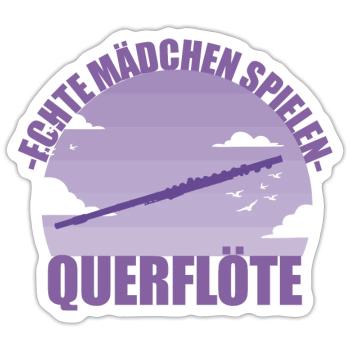 Querflöte Musikerin Instrument Mädchen Geschenk - Sticker Größe S (10 x 10 cm) - Mattweiß - Vorne