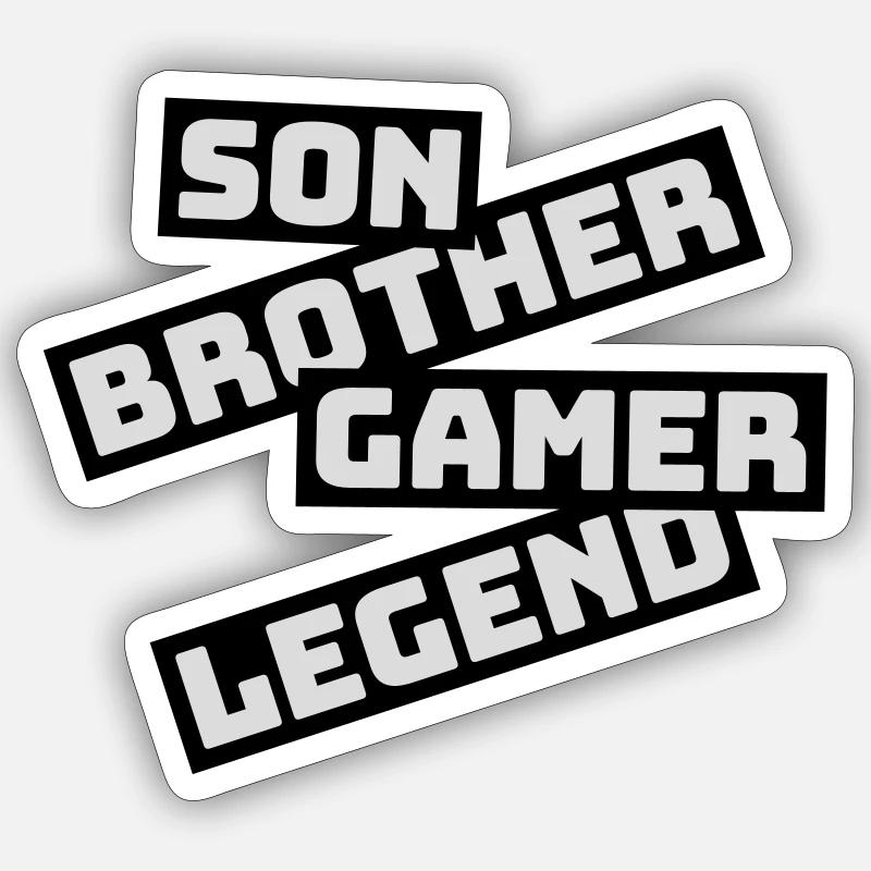 Fils Frère Gamer Légende - Sticker taille S (10 x 10 cm) - blanc mat