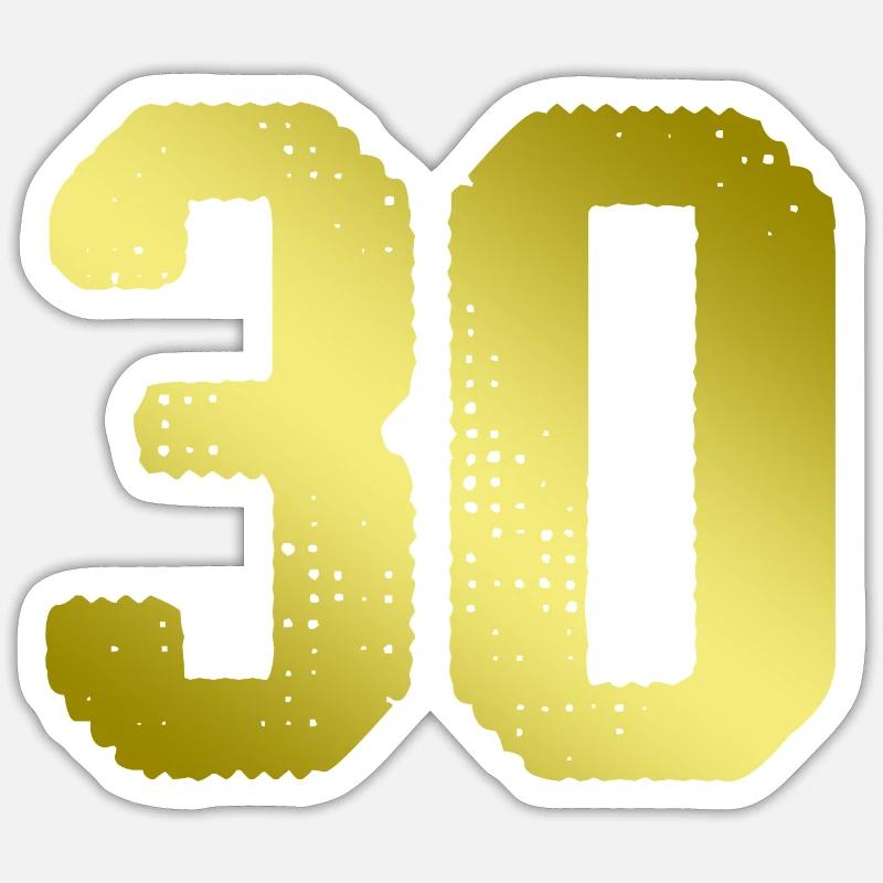 30 Number jersey - Sticker size S (10 x 10 cm) - white matte