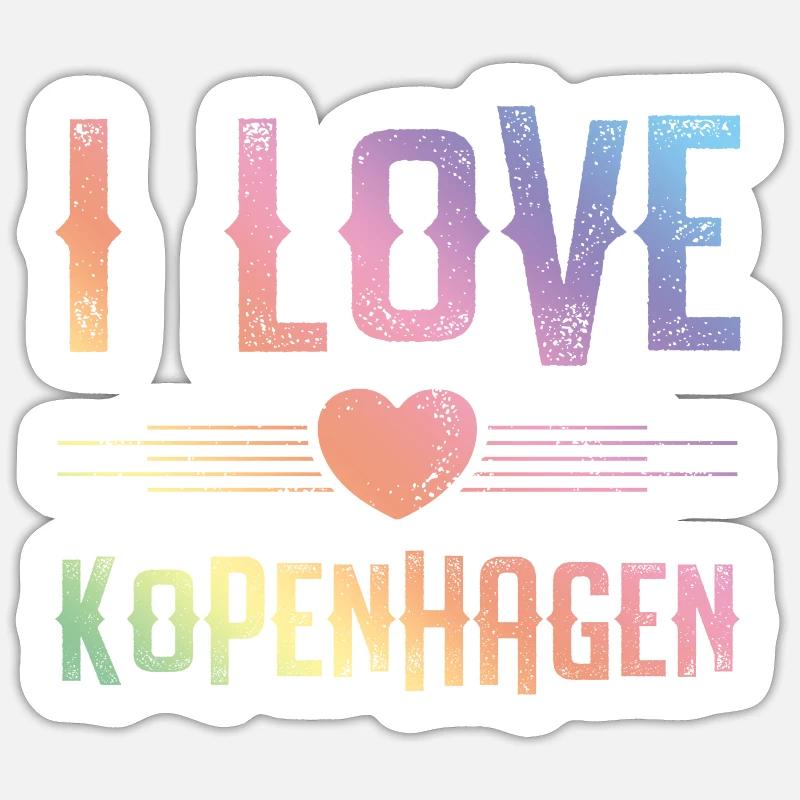 J’adore Copenhague - Sticker taille S (10 x 10 cm) - blanc mat