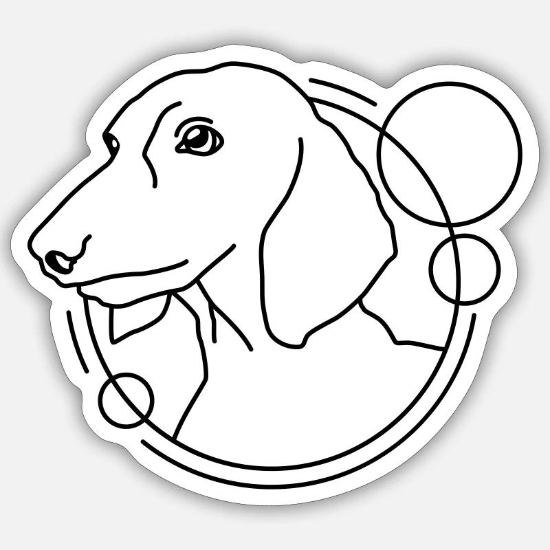 Dackel in geometrischer Form - Line-Art-Design Sticker Größe S (10 x 10 cm)