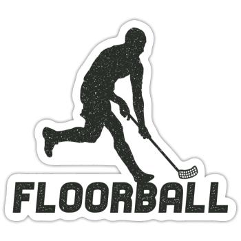 Floorball Player Silhouette Floorballer Floorball - Sticker size S (10 x 10 cm) - white matte - Front
