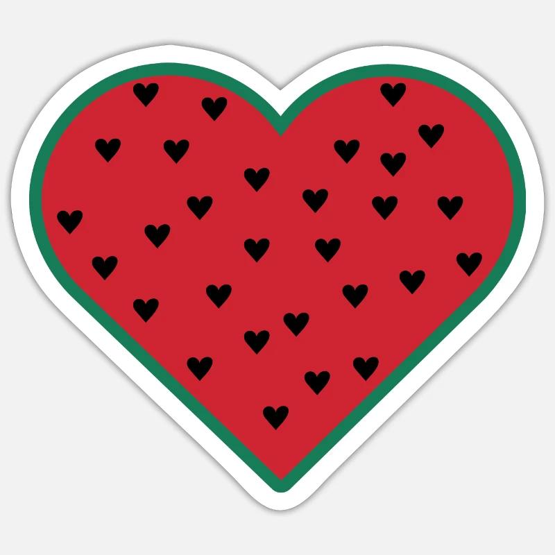 Wassermelonenherz - Sticker Größe S (10 x 10 cm) - Mattweiß