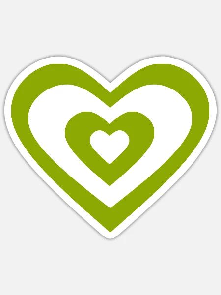 grünes Herz grün Herzen Muster Retro Geschenk - Sticker Größe S (10 x 10 cm) - Mattweiß