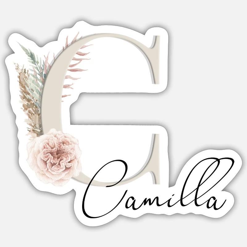 Camilla! Nom Boho - Sticker taille S (10 x 10 cm) - blanc mat