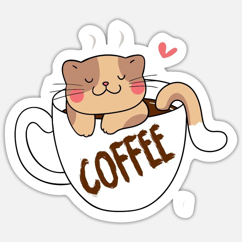 Ocelot coffee - Sticker size S (10 x 10 cm) - white matte