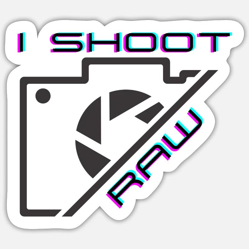 ishootraw - Sticker taille S (10 x 10 cm) - blanc mat