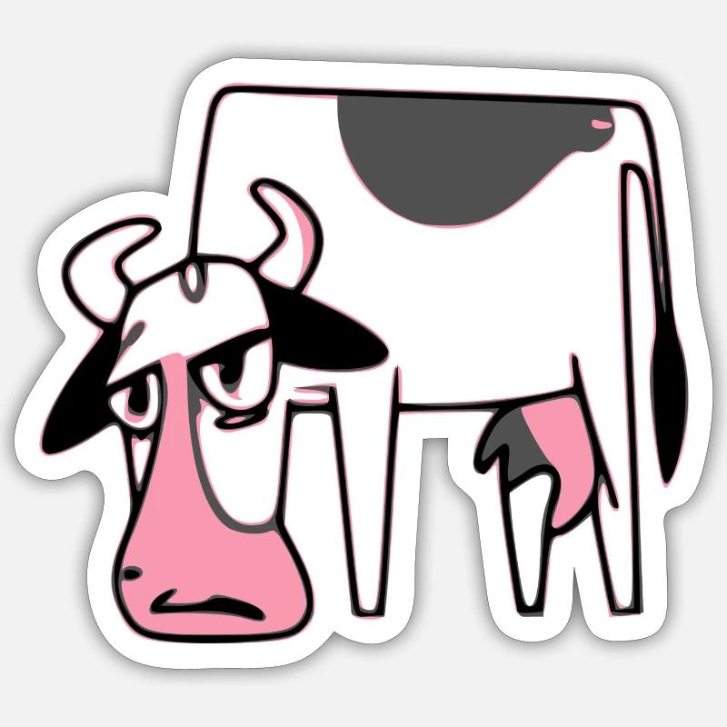 Elise la vache aigrie - Sticker taille S (10 x 10 cm) - blanc mat