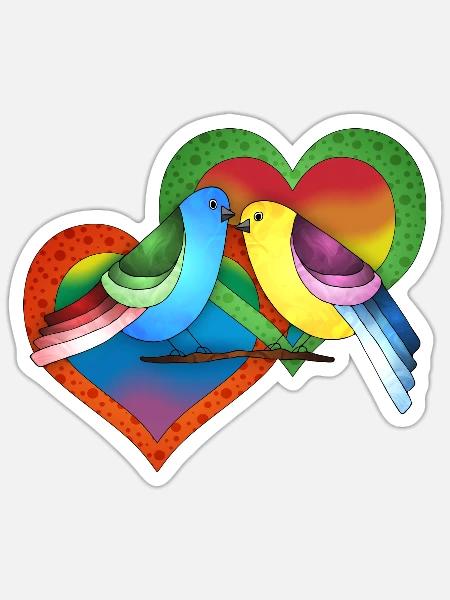 Vögel - Sticker Größe S (10 x 10 cm) - Mattweiß
