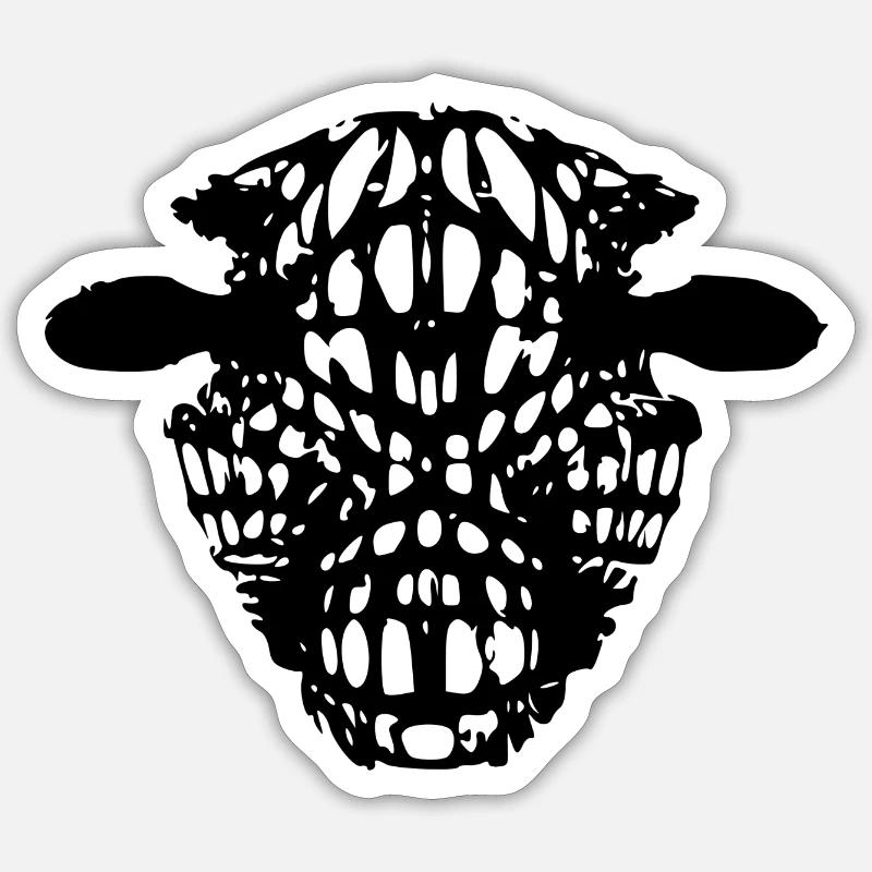 Tête de vache stylisée - Sticker taille S (10 x 10 cm) - blanc mat