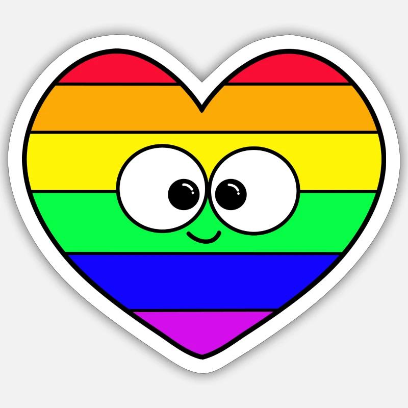 Regenbogen Herz - Sticker Größe S (10 x 10 cm) - Mattweiß