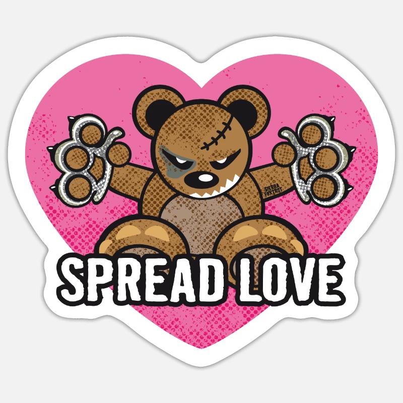 Teddy - Spread Love Sticker size S (10 x 10 cm)