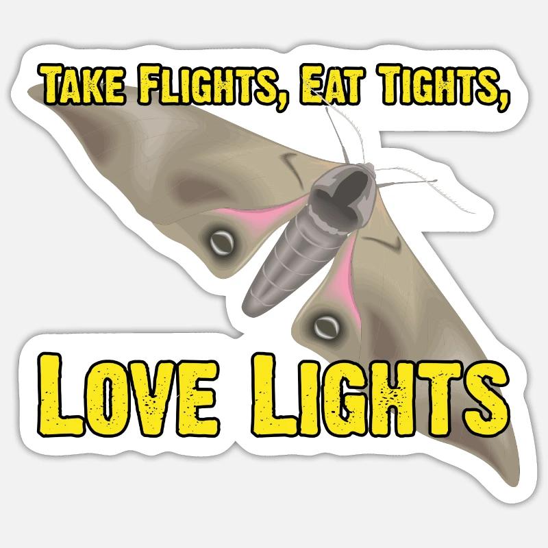 Moth aime les lumières - Sticker taille S (10 x 10 cm) - blanc mat