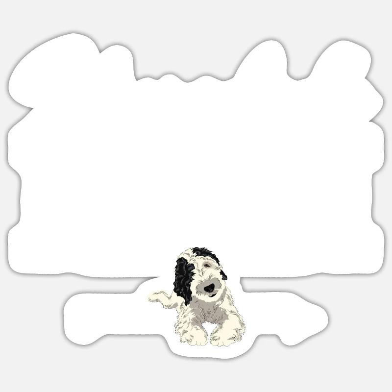 Sheepadoodle Doodle Hund - Sticker Größe S (10 x 10 cm) - Mattweiß