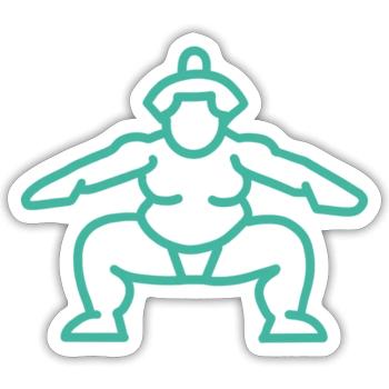 Sumo japonais turquoise - Sticker taille S (10 x 10 cm) - blanc mat - Devant