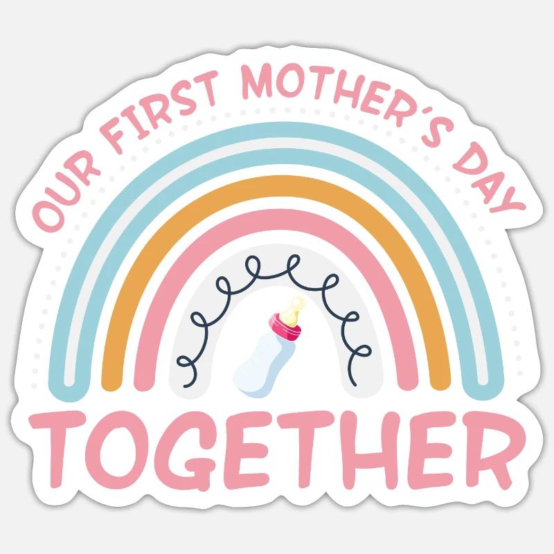 Unser erster Muttertag Muttertag Mama - Sticker Größe S (10 x 10 cm) - Mattweiß