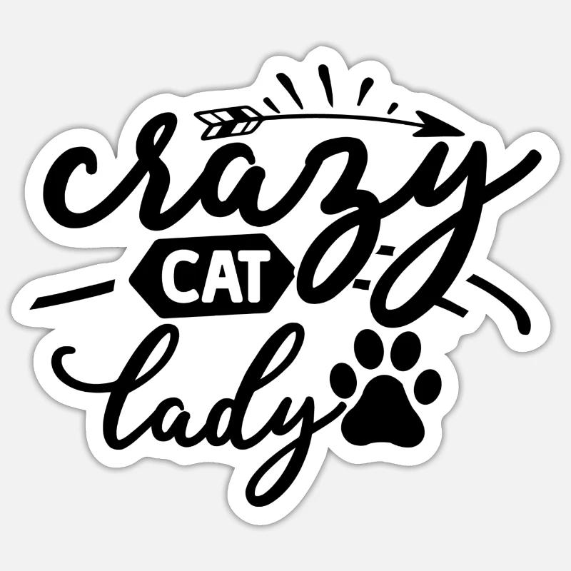 Crazy Cat Lady - Sticker Größe S (10 x 10 cm) - Mattweiß