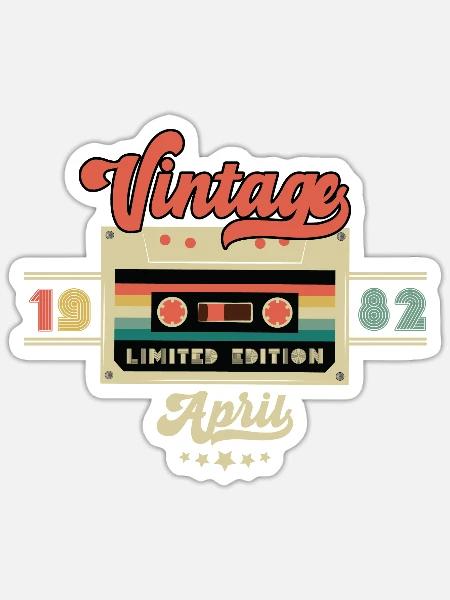 Vintage April 1982 Music Cassette - Limited Editio - Sticker Größe S (10 x 10 cm) - Mattweiß