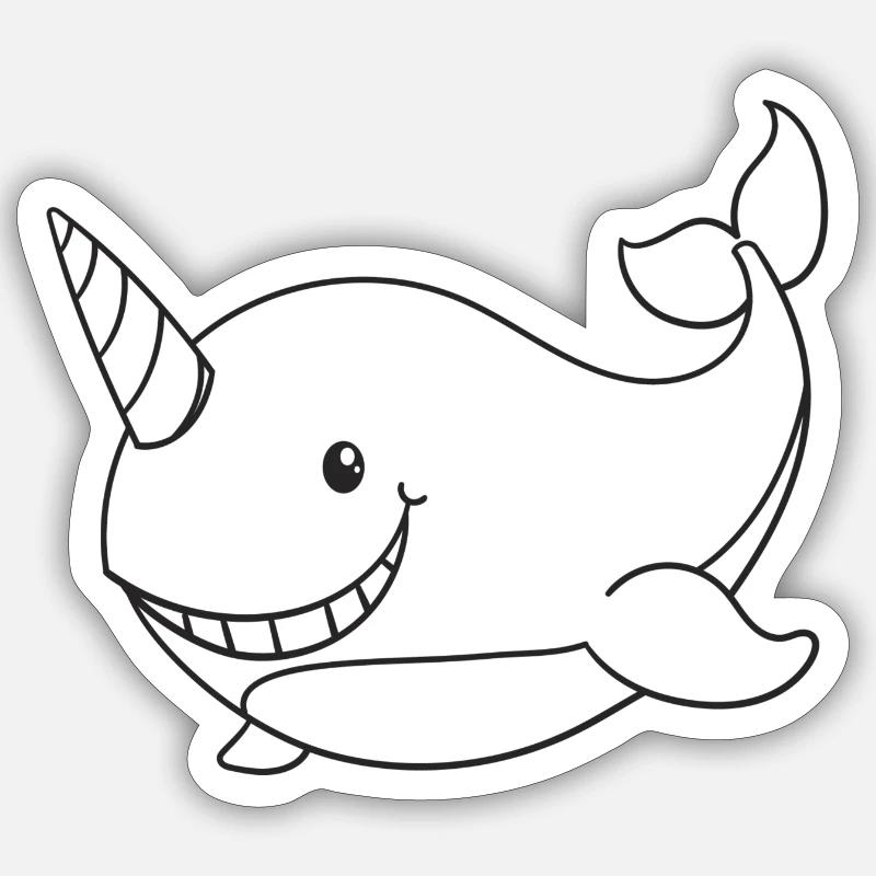 Narwal, Wale, Geschenk, Geschenkidee Sticker Größe S (10 x 10 cm)