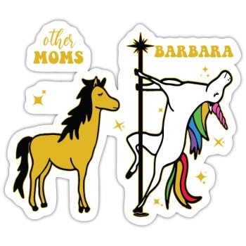 Andere Mütter Barbara Tee Einhorn - Sticker Größe S (10 x 10 cm) - Mattweiß - Vorne