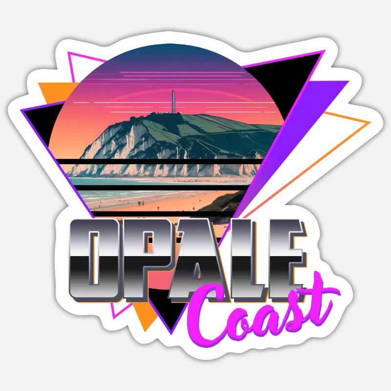 Opale coast retro sunset côte d'opale synth wave Sticker taille S (10 x 10 cm)