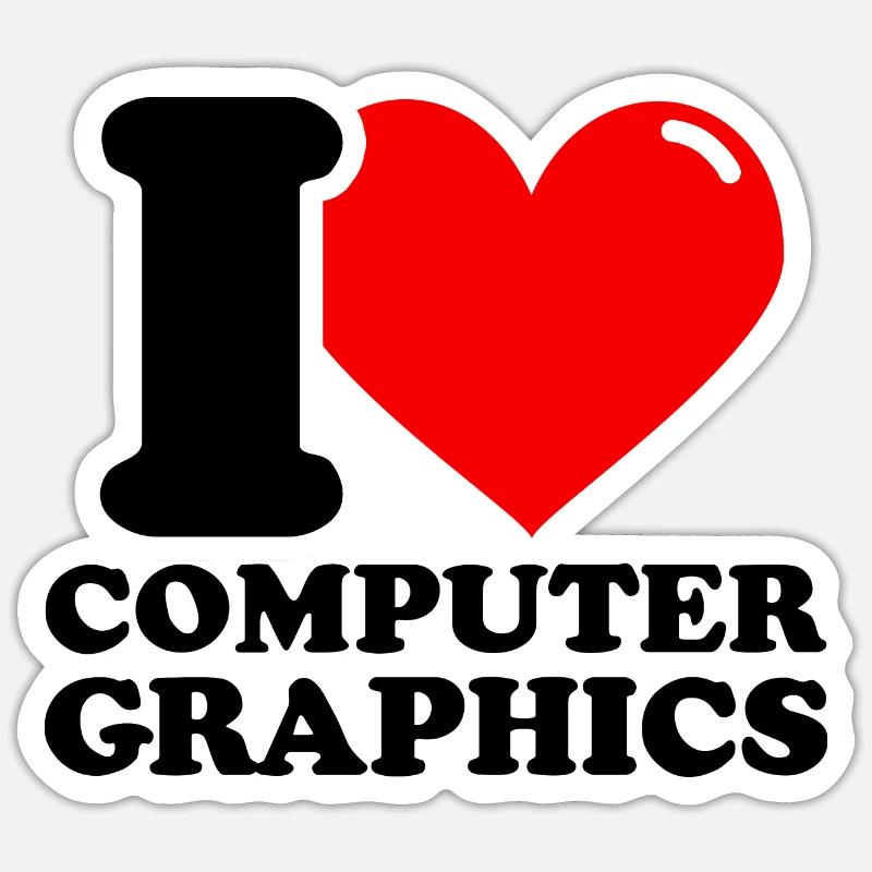 I love computer graphics - Sticker size S (10 x 10 cm) - white matte