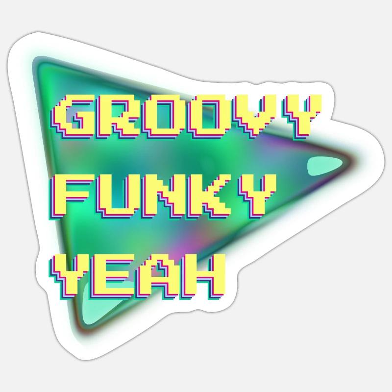 Groovy Funky Yeah Cooles 90er Design Pixelkunst Sticker Größe S (10 x 10 cm)