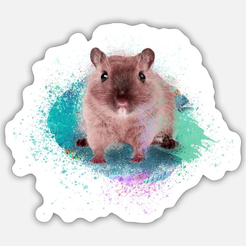 hamster, graffiti,malerei, bunt,zwerghamster - Sticker Größe S (10 x 10 cm) - Mattweiß