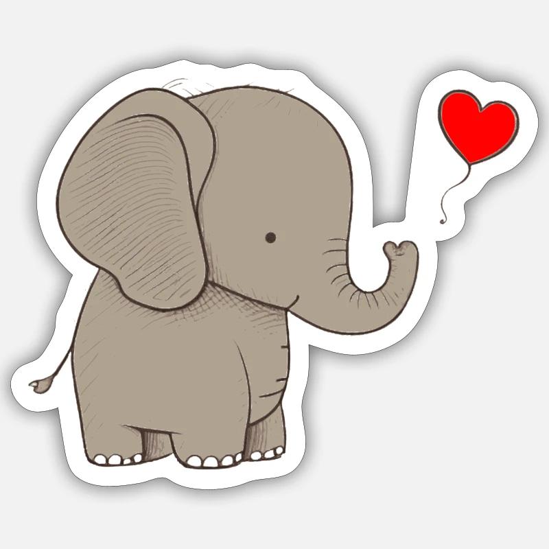 Elefant mit Herz Geschenk - Sticker Größe S (10 x 10 cm) - Mattweiß