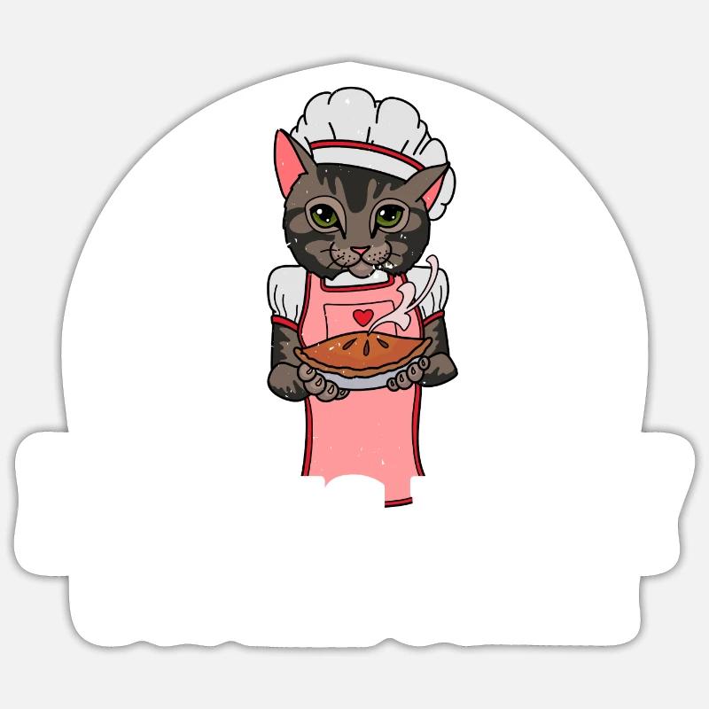 Katze Bäcker Hobbybäcker Konditorei Kekse Sticker Größe S (10 x 10 cm)