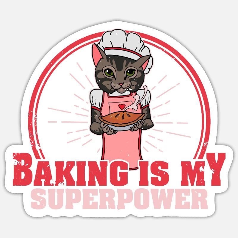 Katze Bäcker Hobbybäcker Konditorei Kekse Sticker Größe S (10 x 10 cm)