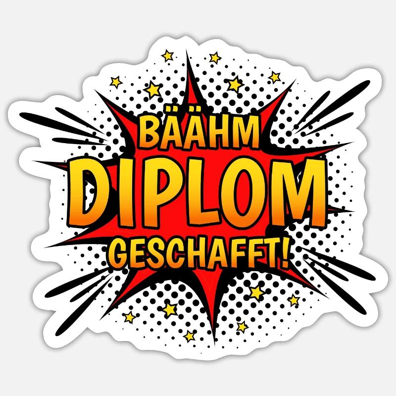 Bäähm Diplom Geschafft Sticker Größe S (10 x 10 cm)