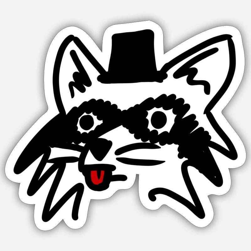 Raccy Raton laveur - Sticker taille S (10 x 10 cm) - blanc mat