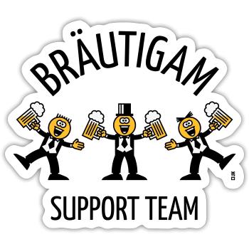 Bräutigam Support Team (JGA, Karikatur, Tanz, B) - Sticker Größe S (10 x 10 cm) - Mattweiß - Vorne