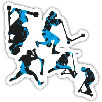 Stuntscooter,Trickscooter,tricks,stunt,e-scooter - Sticker Größe S (10 x 10 cm) - Mattweiß - Vorne