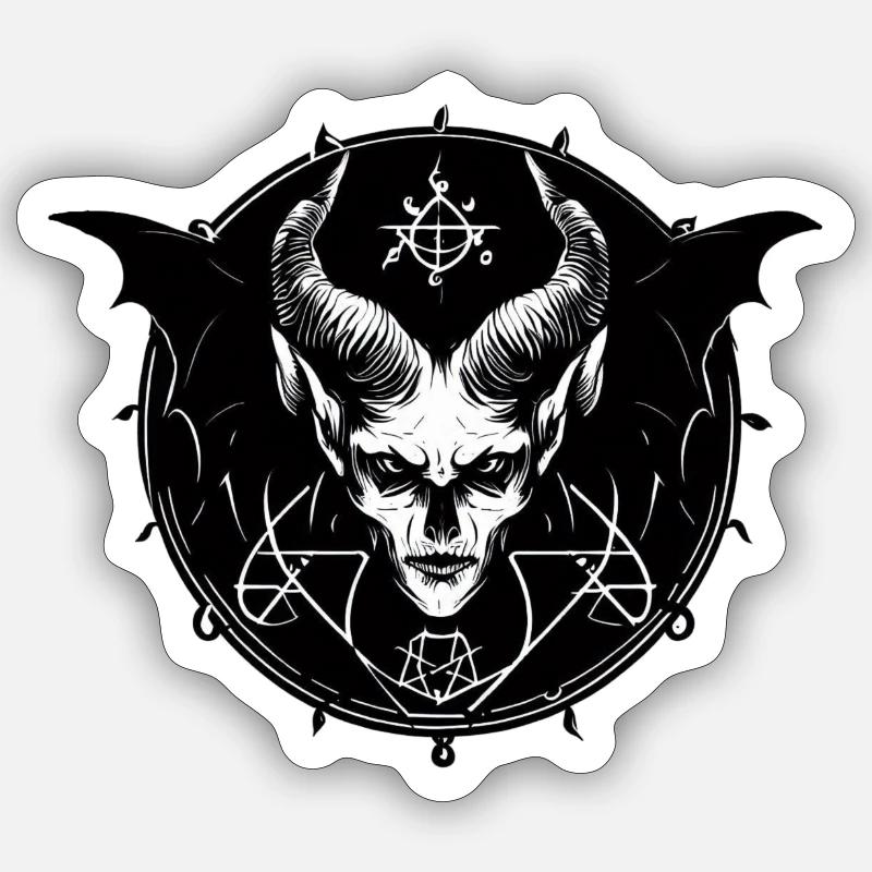 Dämonenkopf - Demonhead - Sticker Größe S (10 x 10 cm) - Mattweiß