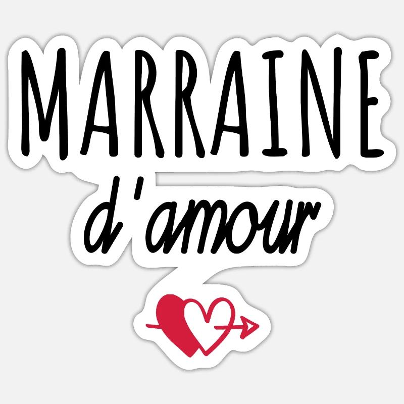 marraine d amour - Sticker taille S (10 x 10 cm) - blanc mat