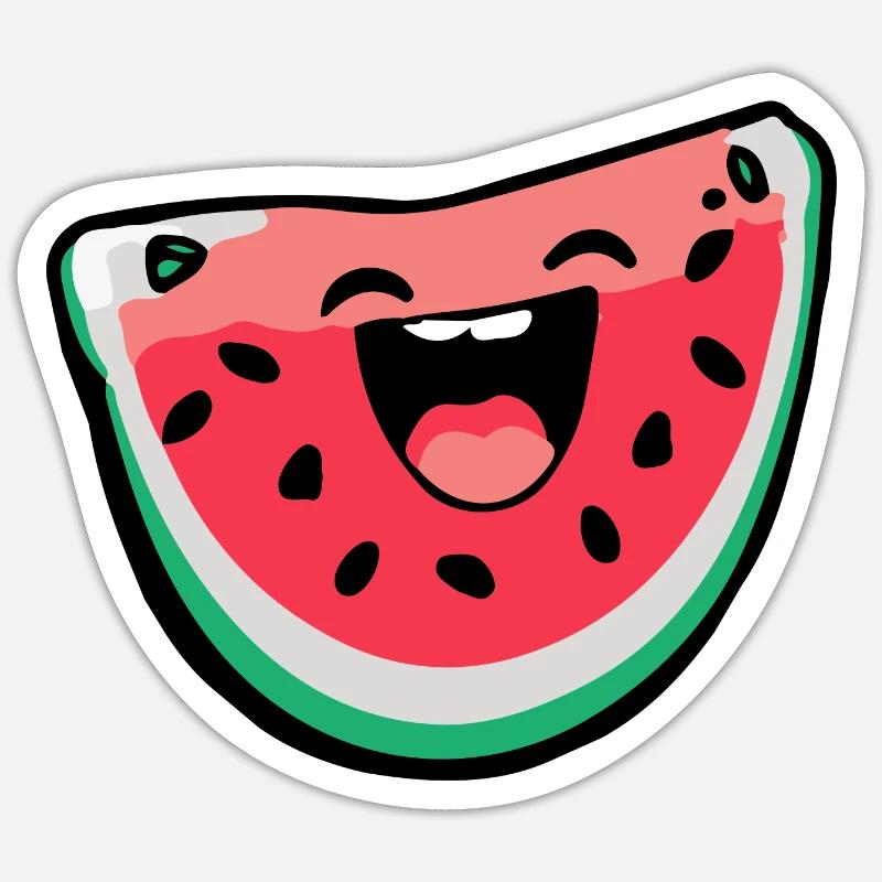 Bande dessinée sur la pastèque - Sticker taille S (10 x 10 cm) - blanc mat